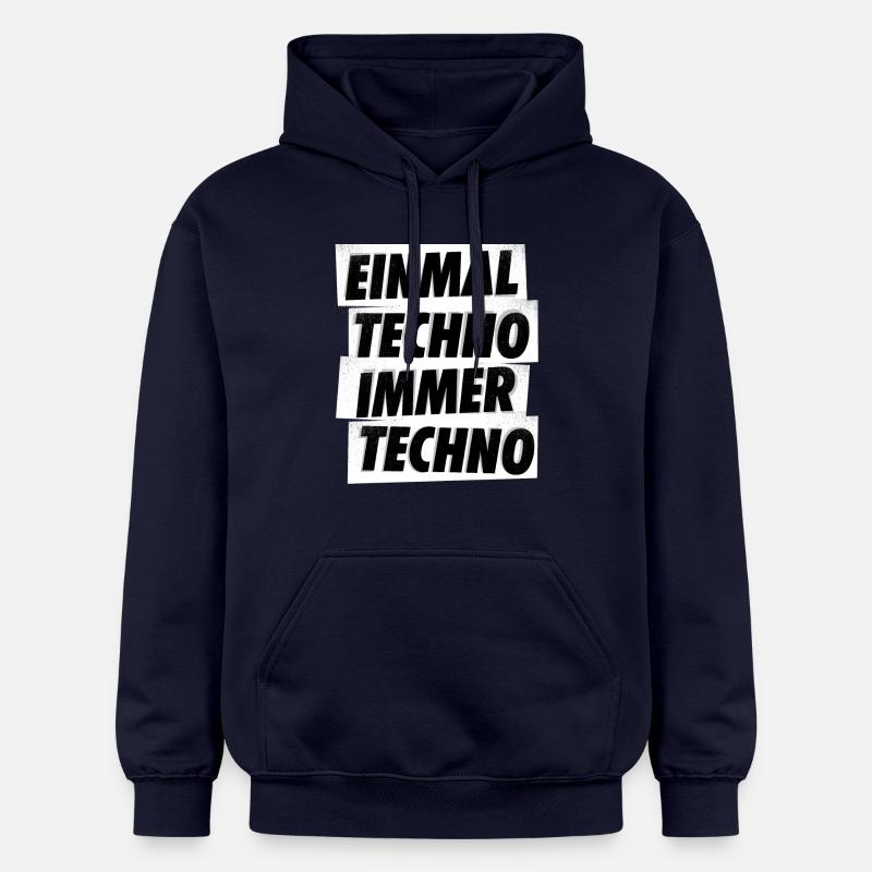 EINMAL TECHNO IMMER TECHNO - Gildan Unisex Softstyle® Midweight Hoodie - Navy