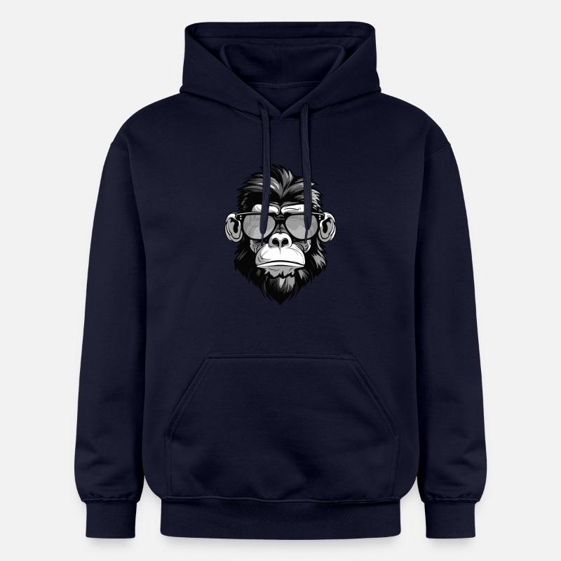 Portrait de tête de singe Cool - Sweat à capuche Softstyle® Gildan Unisexe - bleu marine