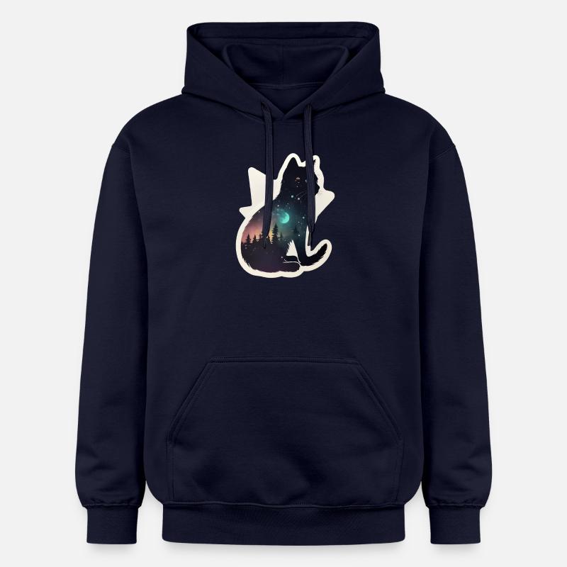 Chat dans les étoiles - Sweat à capuche Softstyle® Gildan Unisexe - bleu marine