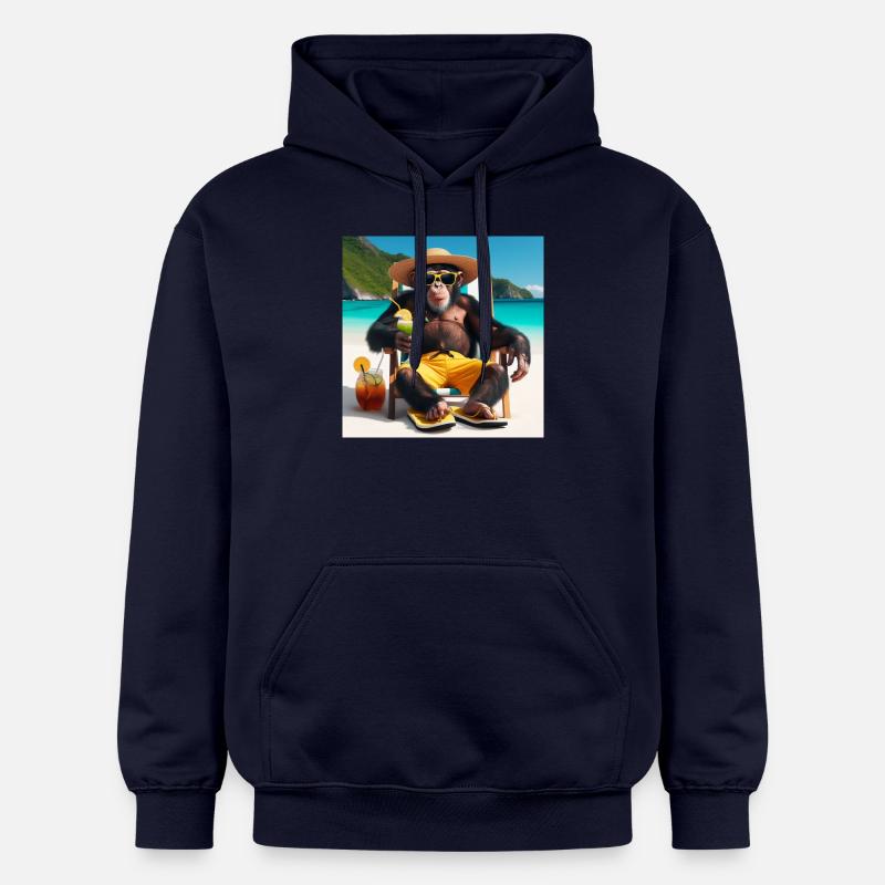 Singe de vacances - Sweat à capuche Softstyle® Gildan Unisexe - bleu marine
