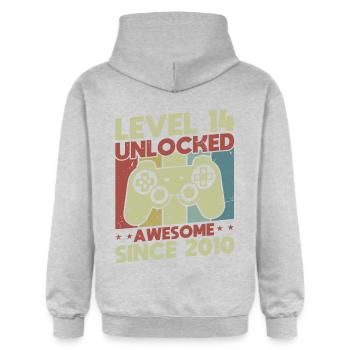 Level 14 freigeschaltet - Gildan Unisex Softstyle® Midweight Hoodie - Hellgrau meliert - Hinten - Liana (172cm)