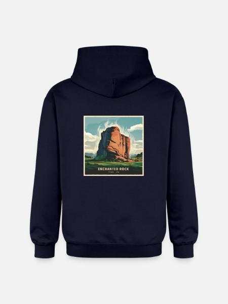 Enchanted Rock Texas Mountains Landscape - Gildan Unisex Softstyle® Midweight Hoodie - navy