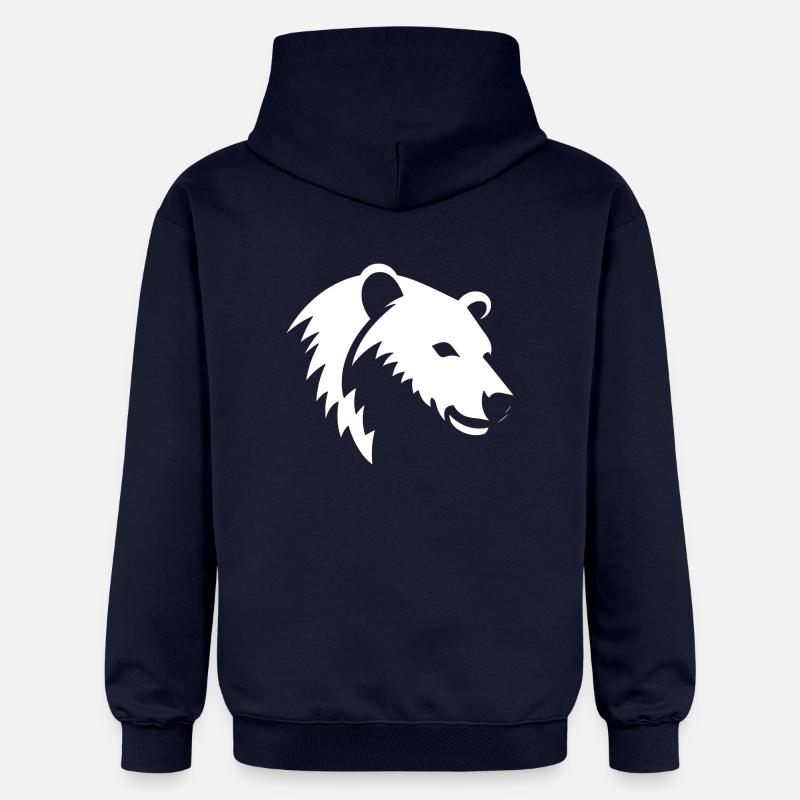 Bär Silhouette eines Eisbärkopfes - Gildan Unisex Softstyle® Midweight Hoodie - Navy