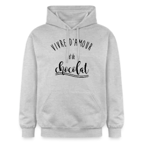 Modèle Vivre d'Amour et de Chocolat personnalisé sur Sweat à capuche Softstyle® Gildan Unisexe