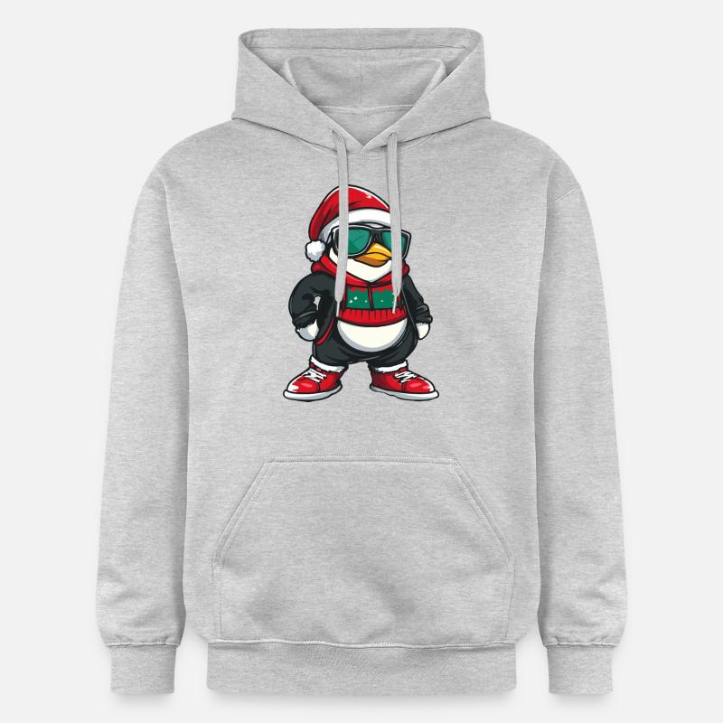 Pingouin Noël Noël - Sweat à capuche Softstyle® Gildan Unisexe - gris clair chiné