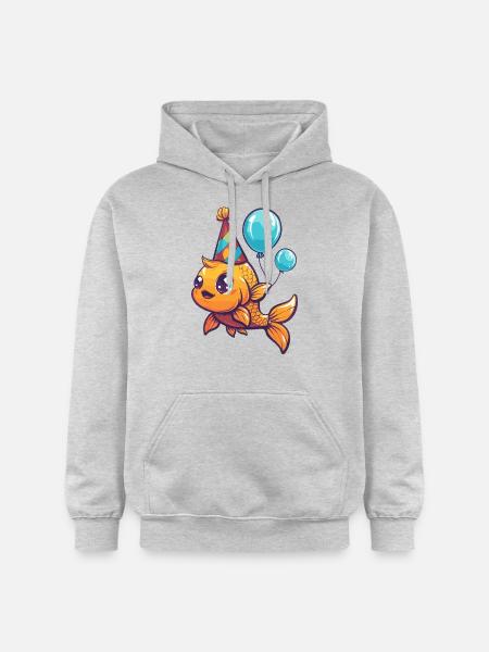 Poisson rouge anniversaire bébé - Sweat à capuche Softstyle® Gildan Unisexe - gris clair chiné