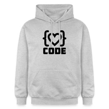 Herzprogrammierer Code Logo mit Text CODE - Gildan Unisex Softstyle® Midweight Hoodie - Hellgrau meliert - Vorne - Liana (172cm) & Jaron (178cm)