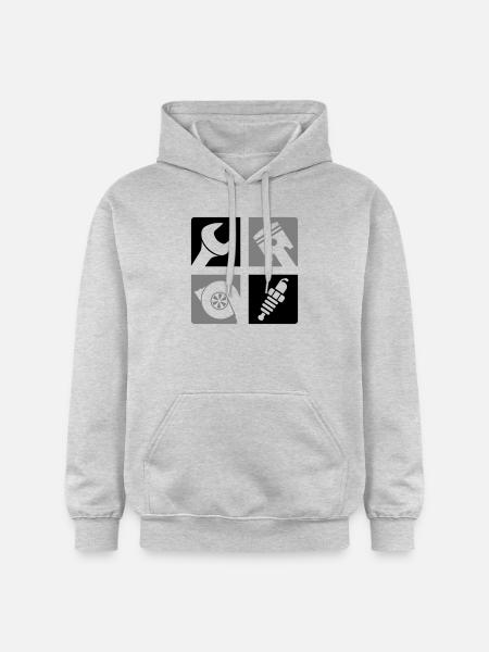 Wrench Piston Turbo Spark Plug Emblem - Gildan Unisex Softstyle® Midweight Hoodie - light heather grey