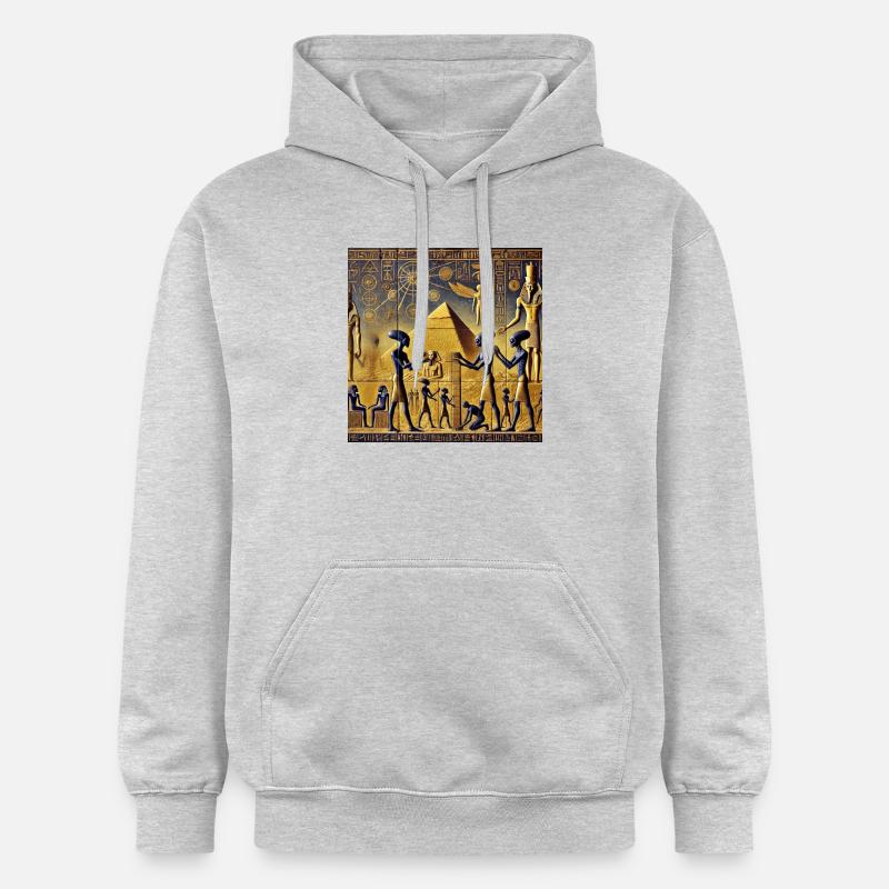Extraterrestres bleus parmi les Pyramides - Sweat à capuche Softstyle® Gildan Unisexe - gris clair chiné