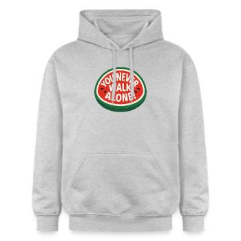 You Never Walk Alone - Watermelon - Gildan Unisex Softstyle® Midweight Hoodie - Hellgrau meliert - Vorne - Liana (172cm) & Jaron (178cm)