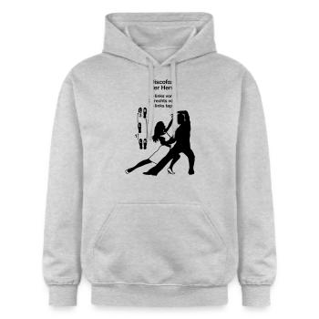 discofox - le Seigneur - Sweat à capuche Softstyle® Gildan Unisexe - gris clair chiné - Devant - Liana (172cm) & Jaron (178cm)