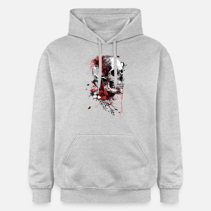 Crâne avec des fleurs - Sweat à capuche Softstyle® Gildan Unisexe - gris clair chiné