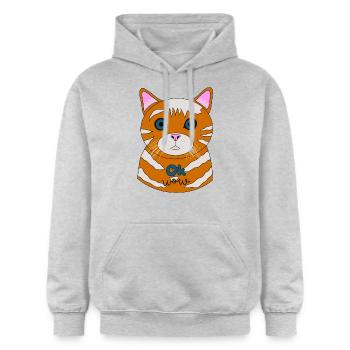 Chat étonné Ok Wow - Sweat à capuche Softstyle® Gildan Unisexe - gris clair chiné - Devant - Liana (172cm) & Jaron (178cm)