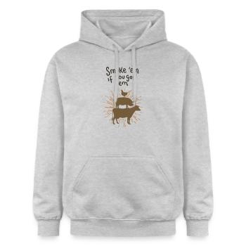 La viande délicieuse pour le barbecue - Sweat à capuche Softstyle® Gildan Unisexe - gris clair chiné - Devant - Liana (172cm) & Jaron (178cm)