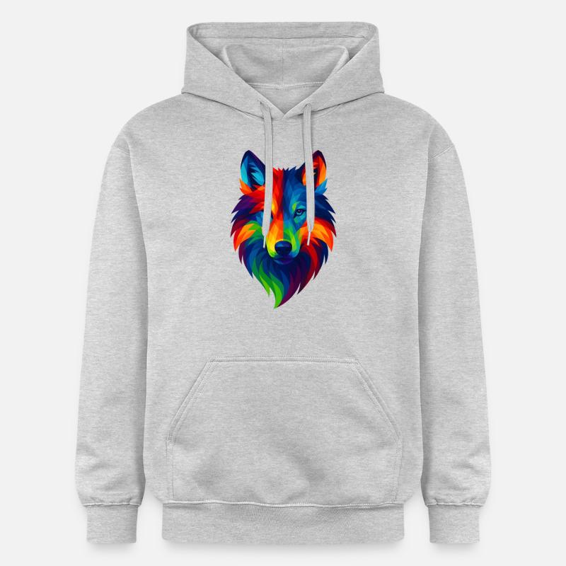 WPAP Polygon Style Animaux Loup - Sweat à capuche Softstyle® Gildan Unisexe - gris clair chiné