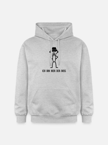 Strichmännchen - Boss - Gildan Unisex Softstyle® Midweight Hoodie - Hellgrau meliert