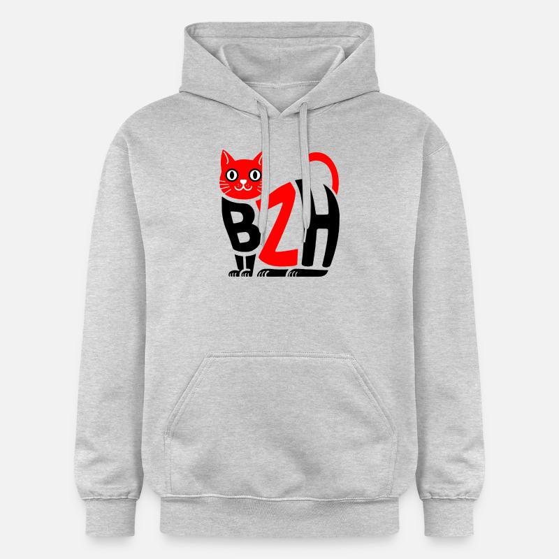 Chat BZH - Sweat à capuche Softstyle® Gildan Unisexe - gris clair chiné