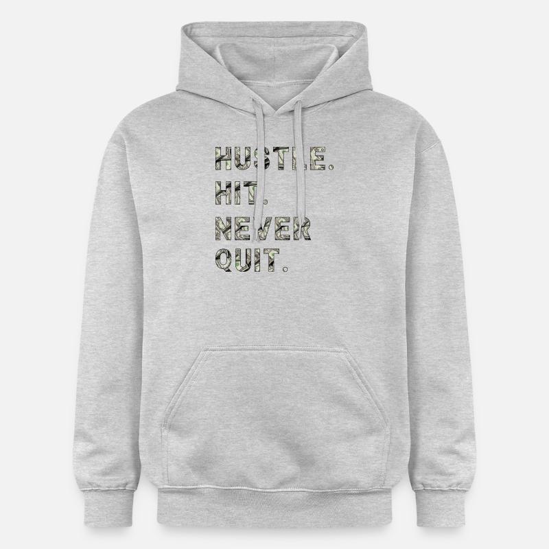Huste. Hit. Never Quit. - Gildan Unisex Softstyle® Midweight Hoodie - Hellgrau meliert
