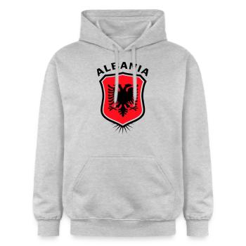 Wappen Albanien Albania - Gildan Unisex Softstyle® Midweight Hoodie - Hellgrau meliert - Vorne - Liana (172cm) & Jaron (178cm)