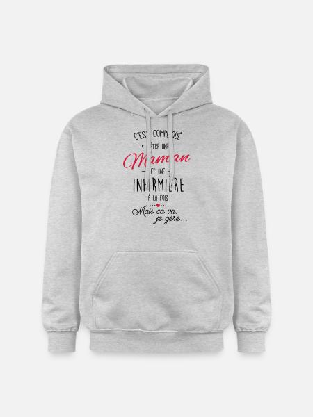 Maman et Infirmière - Sweat à capuche Softstyle® Gildan Unisexe - gris clair chiné