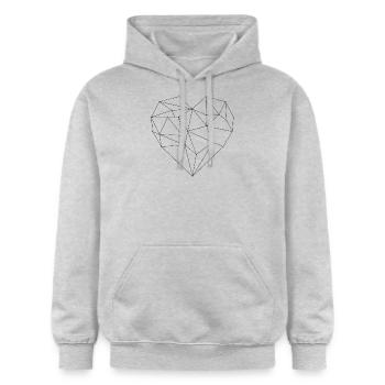 coeur graphique noir - Sweat à capuche Softstyle® Gildan Unisexe - gris clair chiné - Devant - Liana (172cm) & Jaron (178cm)