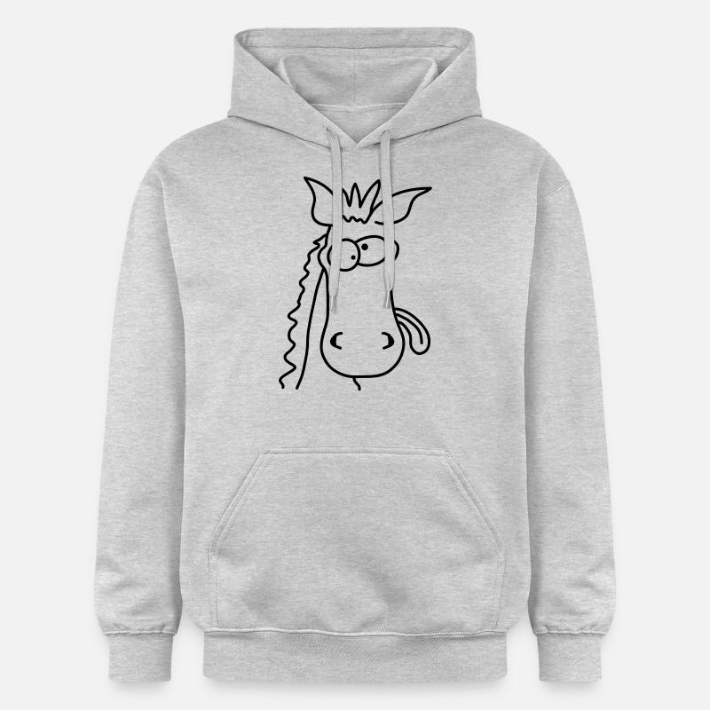 Funny Crazy Comic Horse - Sweat à capuche Softstyle® Gildan Unisexe - gris clair chiné