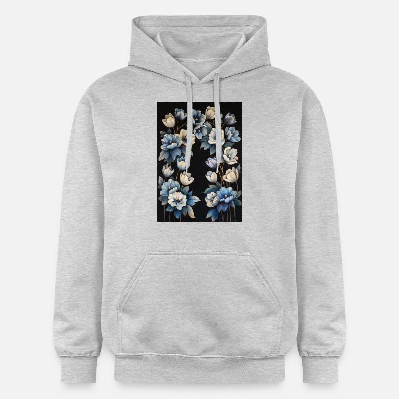 Affiche Fleurs Bleues 5 - Sweat à capuche Softstyle® Gildan Unisexe - gris clair chiné