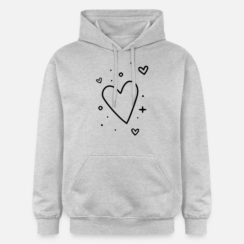 Grand cœur et petits cœurs - Sweat à capuche Softstyle® Gildan Unisexe - gris clair chiné