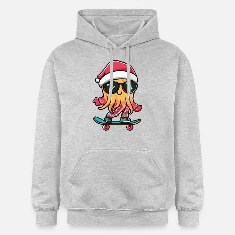 Méduse Noël drôle - Sweat à capuche Softstyle® Gildan Unisexe - gris clair chiné