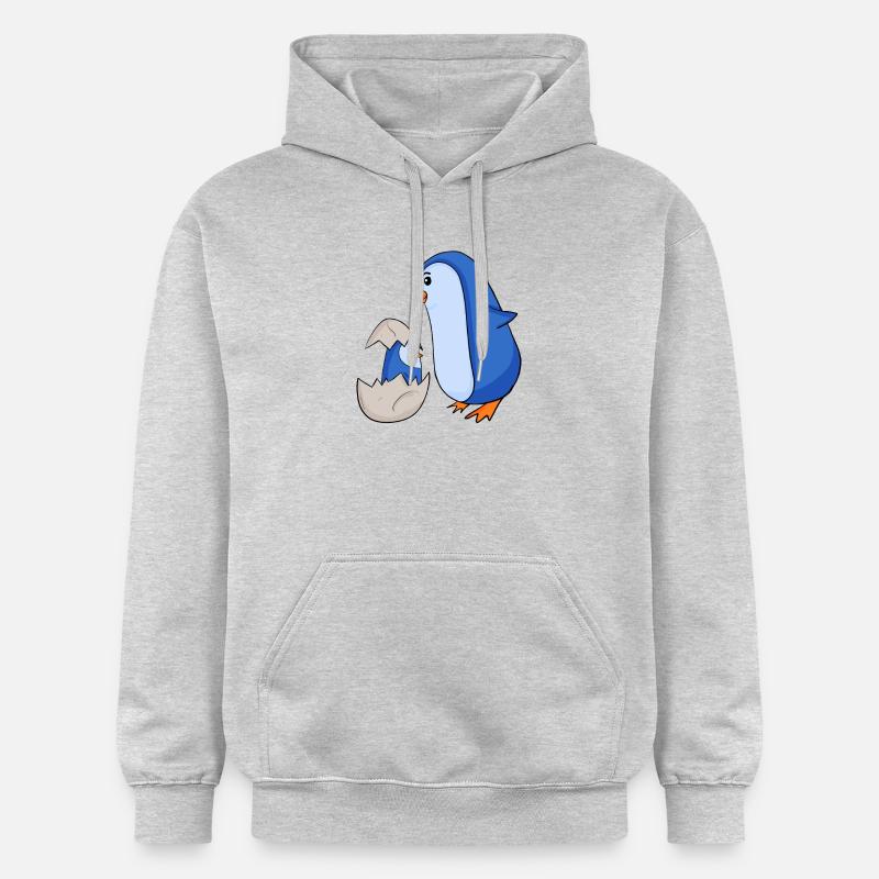 Pingouin avec Bébé Pingouin - Sweat à capuche Softstyle® Gildan Unisexe - gris clair chiné