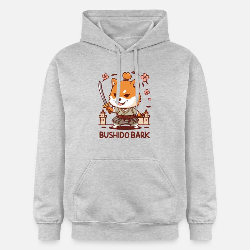 Chibi Shiba Inu Samouraï - Sweat à capuche Softstyle® Gildan Unisexe - gris clair chiné