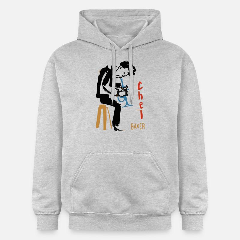Chet Baker trompette - Sweat à capuche Softstyle® Gildan Unisexe - gris clair chiné