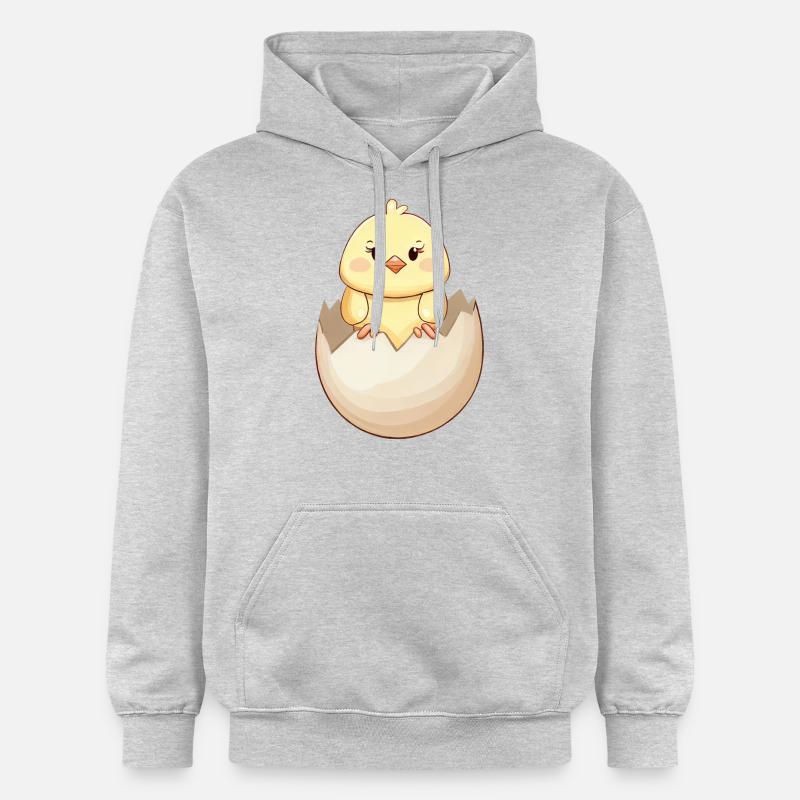 Poussin kawaii mignon, éclosion de la coquille d’œuf - Sweat à capuche Softstyle® Gildan Unisexe - gris clair chiné