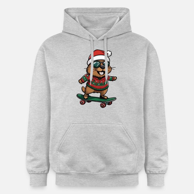 Castor Noël Drôle - Sweat à capuche Softstyle® Gildan Unisexe - gris clair chiné