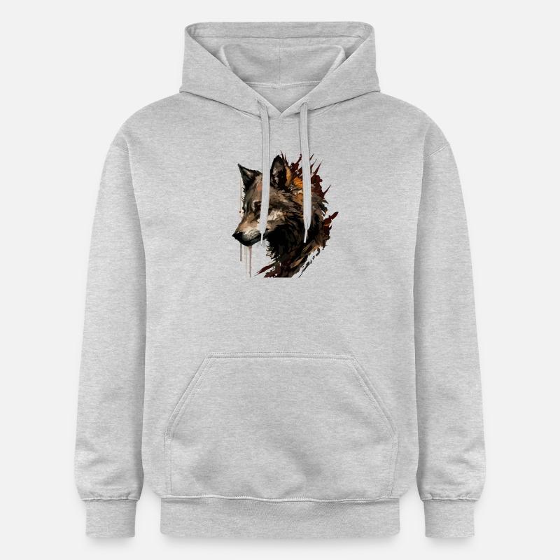 Le loup - Sweat à capuche Softstyle® Gildan Unisexe - gris clair chiné