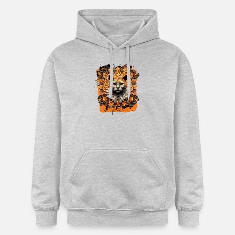 Chat de l’enfer ardent - Sweat à capuche Softstyle® Gildan Unisexe - gris clair chiné