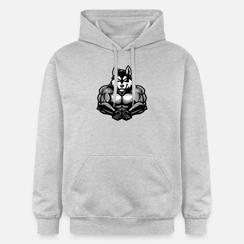 Chien Husky Bande dessinée - Sweat à capuche Softstyle® Gildan Unisexe - gris clair chiné