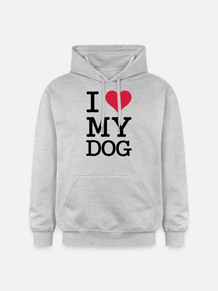 I Love My Dog - Gildan Unisex Softstyle® Midweight Hoodie - Hellgrau meliert