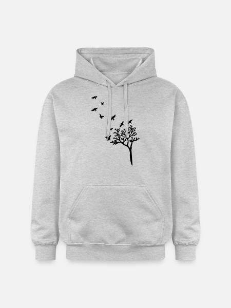 trees_birds_shilouette - Sweat à capuche Softstyle® Gildan Unisexe - gris clair chiné