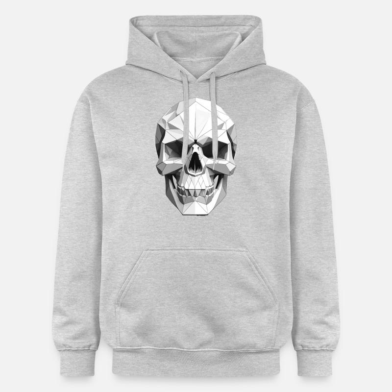 Crâne - Design Low Poly - Sweat à capuche Softstyle® Gildan Unisexe - gris clair chiné