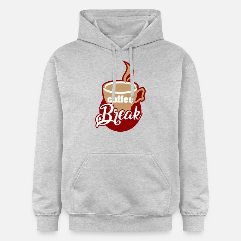 Café - Pause - Sweat à capuche Softstyle® Gildan Unisexe - gris clair chiné