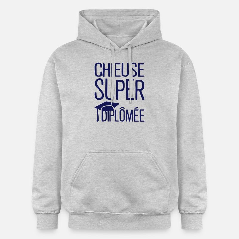 chieuse super diplomee citation humour - Sweat à capuche Softstyle® Gildan Unisexe - gris clair chiné