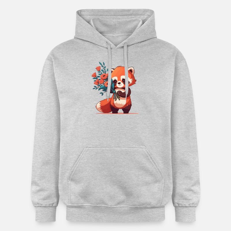 Panda roux à fleurs - Sweat à capuche Softstyle® Gildan Unisexe - gris clair chiné