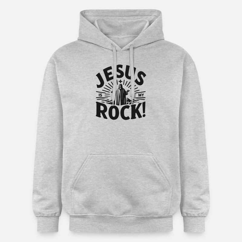Jésus est mon rocher - Sweat à capuche Softstyle® Gildan Unisexe - gris clair chiné