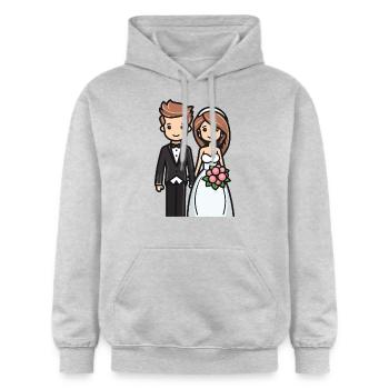 Mariée, Marié, Jeunes mariés, Mariage - Sweat à capuche Softstyle® Gildan Unisexe - gris clair chiné - Devant - Liana (172cm) & Jaron (178cm)
