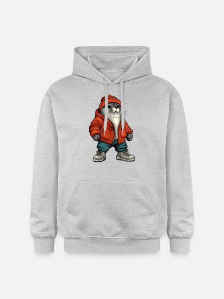 Phoque Animal Mode Hiver - Sweat à capuche Softstyle® Gildan Unisexe - gris clair chiné