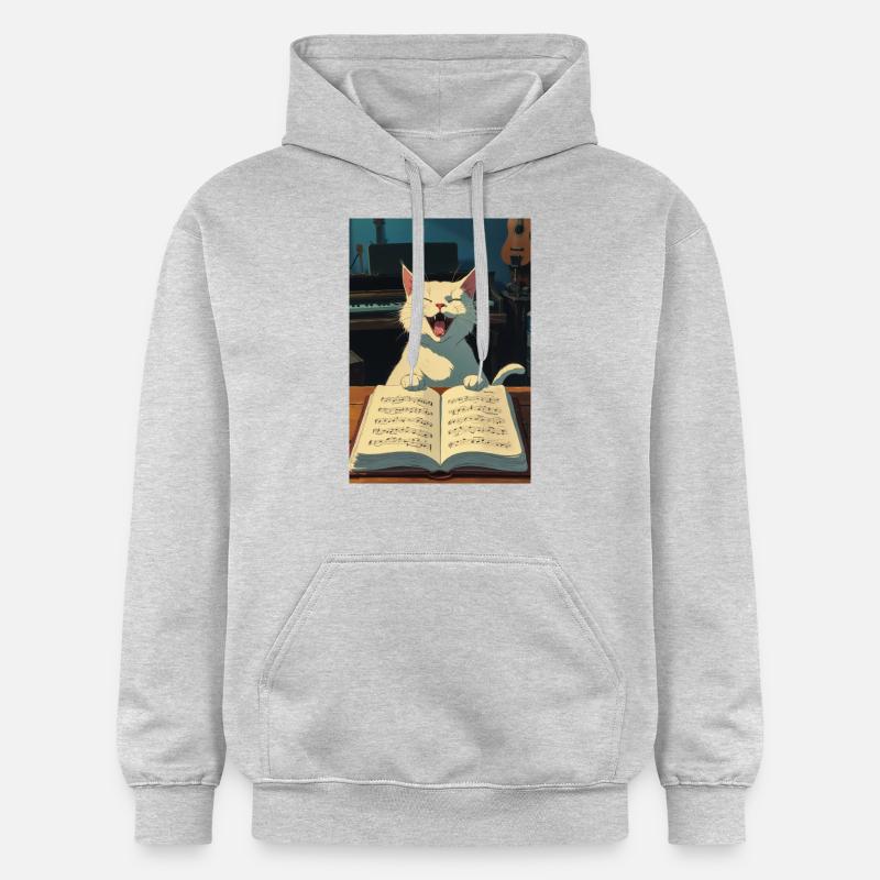 Un chaton mignon chante - Sweat à capuche Softstyle® Gildan Unisexe - gris clair chiné