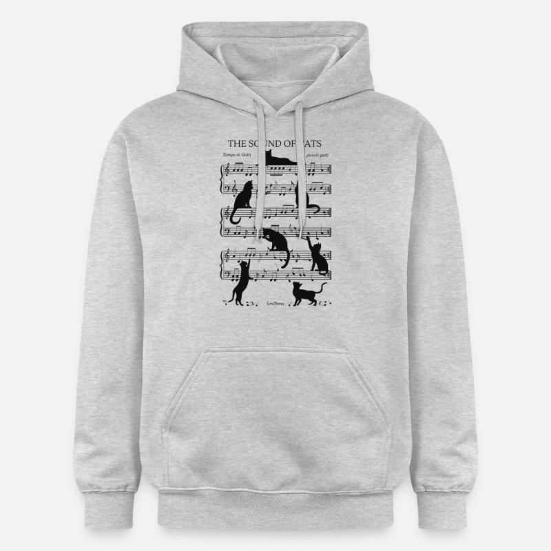 Chats musical notes black - Sweat à capuche Softstyle® Gildan Unisexe - gris clair chiné