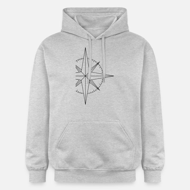 Simple Kompass - Gildan Unisex Softstyle® Midweight Hoodie - Hellgrau meliert