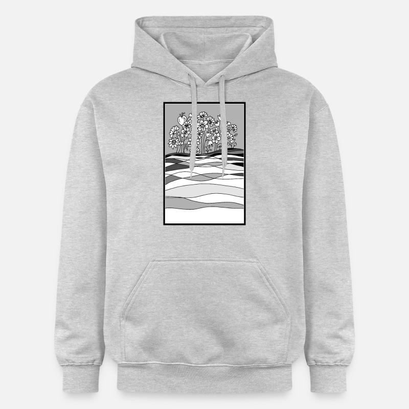 paysage avec des fleurs - Sweat à capuche Softstyle® Gildan Unisexe - gris clair chiné